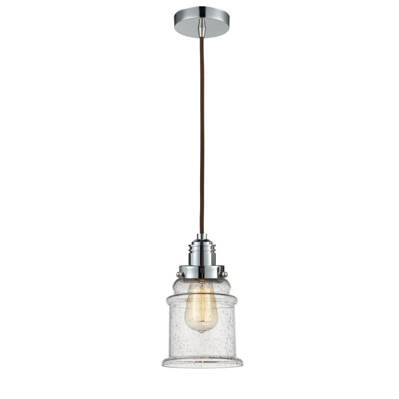 Cecil 1 - Light Single Pendant, Polished Chrome/Brown