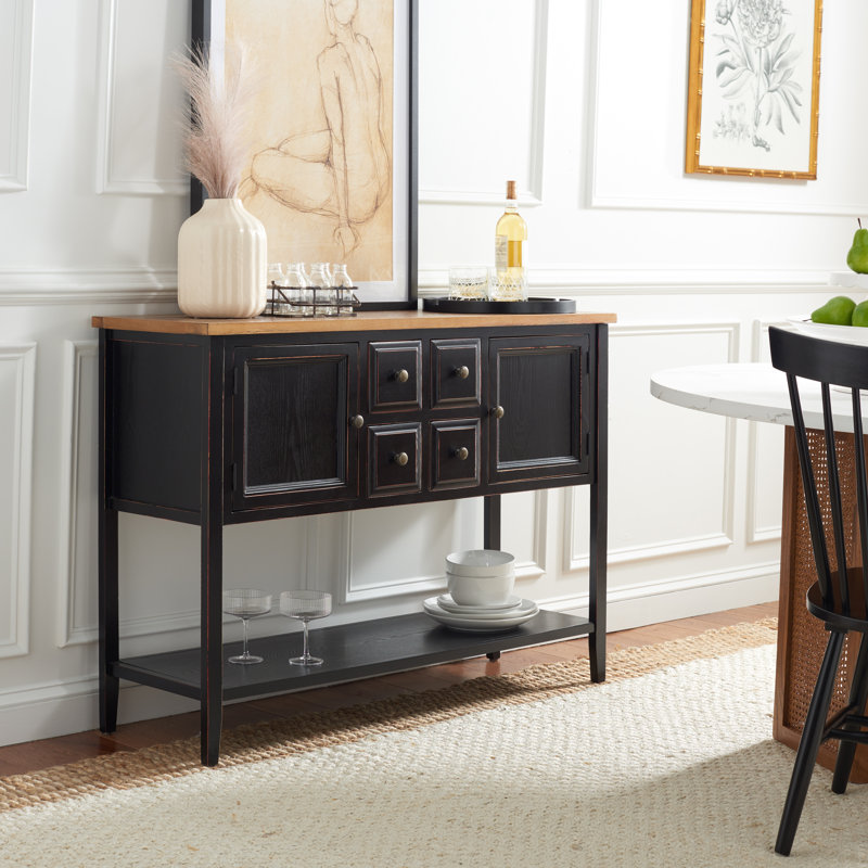 Sadie 45.7'' Solid Wood Console Table, Black