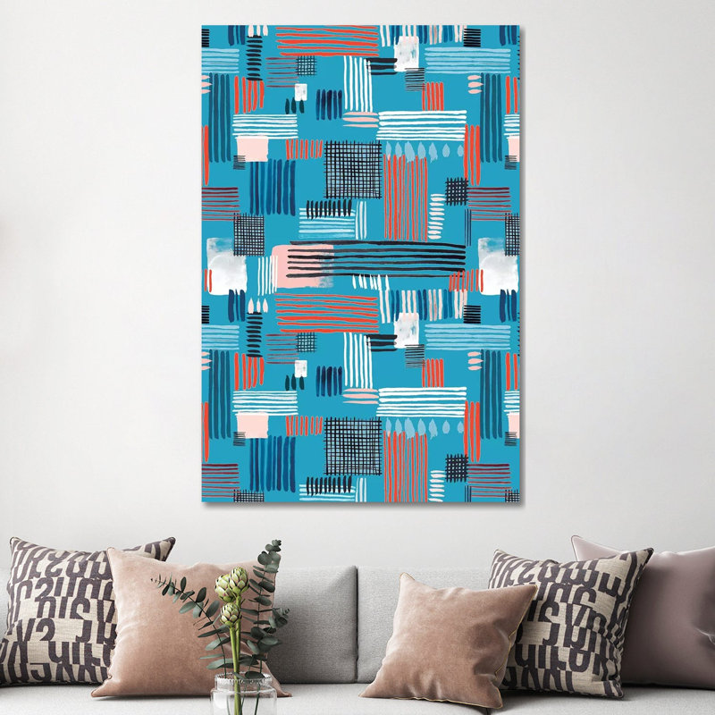 Geometric Stripy Stitches by Ninola Design - No Frame Print on Canvas