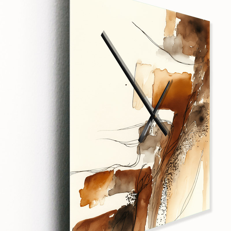 Jeroen - Horloge murale abstraite à encre liquide, Moyen
