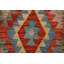 Tapis orange / rouille géométrique en laine tissé à plat à la main et rectangulaire 6 pi 7 po x 9 pi 7 po