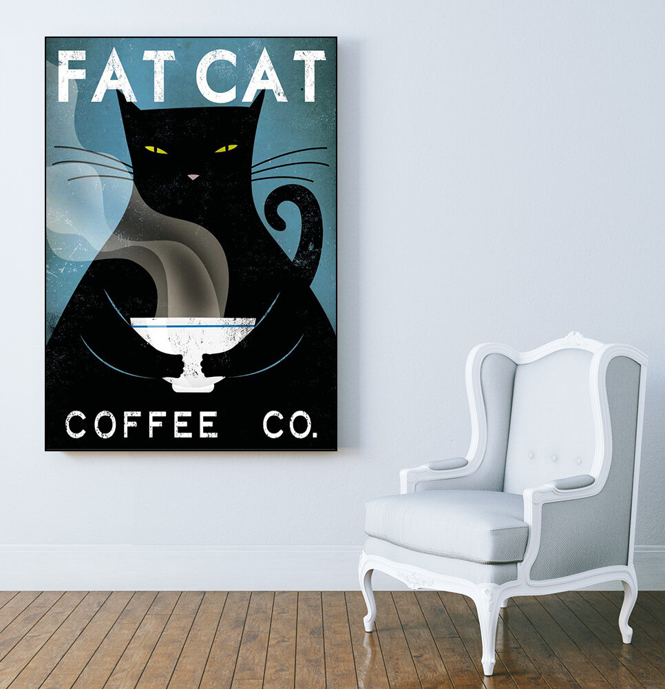 Clicart 'Cat Coffee No City' by Ryan Fowler - Picture Frame Graphic Art ...