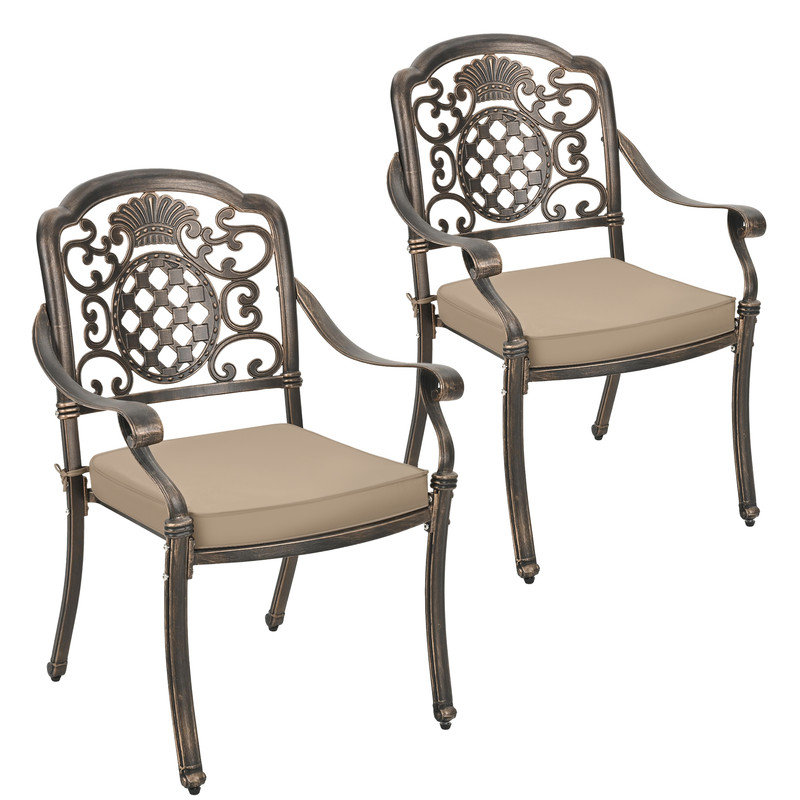 Chaises de salle à manger empilables en aluminium pour l'extérieur (ensemble de 2)