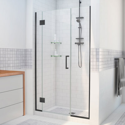 DreamLine Unidoor-X 65.5 - 66 inch W x 72 inch H Frameless Hinged Shower Door in Matte Black