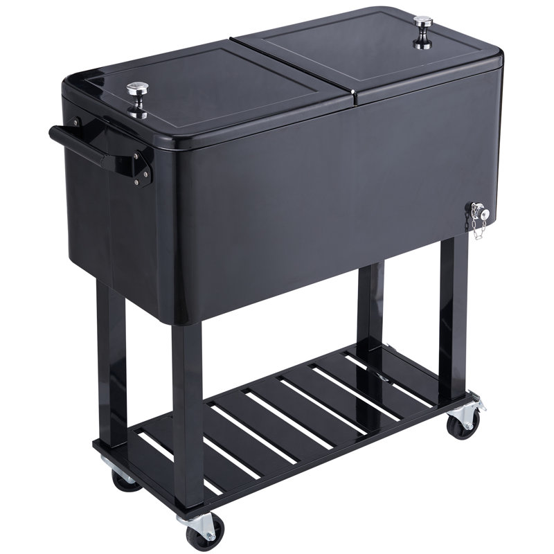 VEVOR 302.8L Serving Station / Cart Cooler with wheels in Black