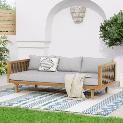 Outdoor 3 Seater Daybed, With Rattan Arms