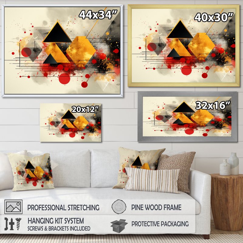 «Sunset Boulevard Triangular Vintage Minimalisme - Impression sur toile géométrique moderne, Cadre photo noir