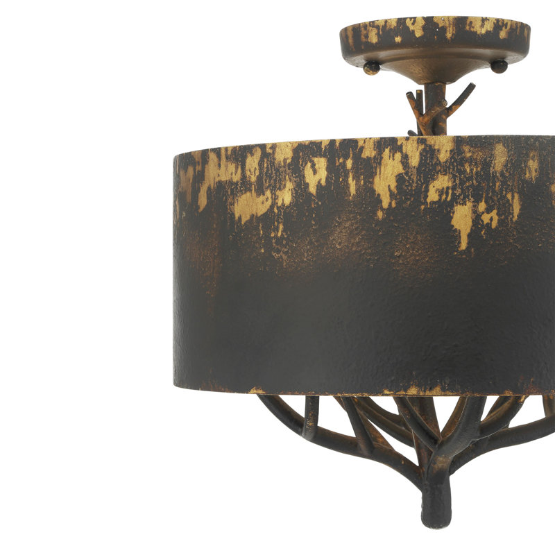 Plafonnier semi-encastré 4 lumières en fer noir antique Korting