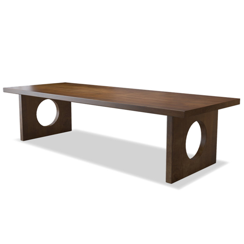 Bureau moderne en bois massif minimaliste avec pieds circulaires, H 29,53 po x l 78,74 po x P 31,5 po