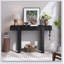 Console rustique minimaliste avec tiroir caché, prise de courant latérale, table d'entrée en bois pour les entrées, les salons et les bureaux à domicile-2084561050