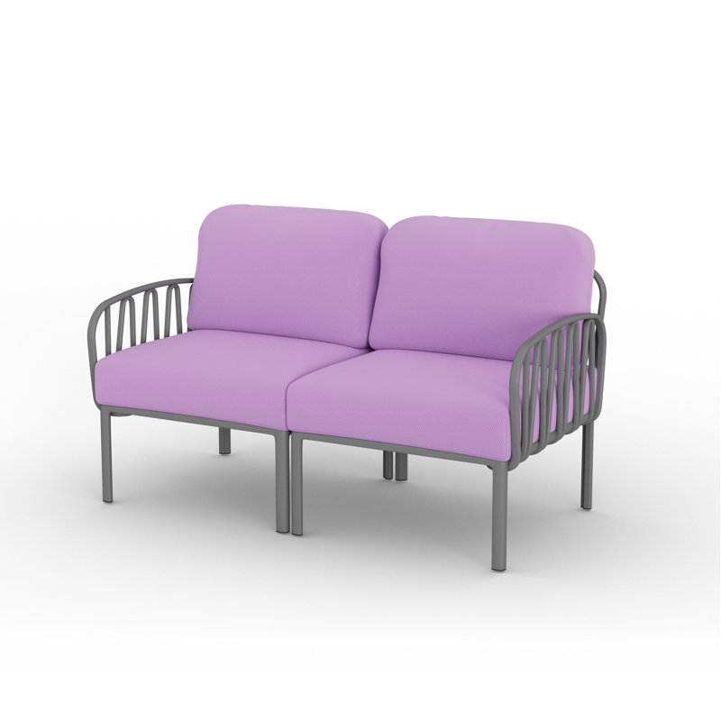 Canapé de patio en résine avec coussins, Gris / Mauve