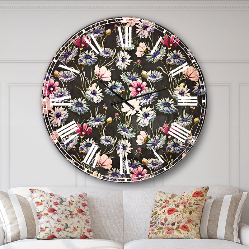 Fleurs de maïs multicolores - horloge murale traditionnelle, Surdimensionné