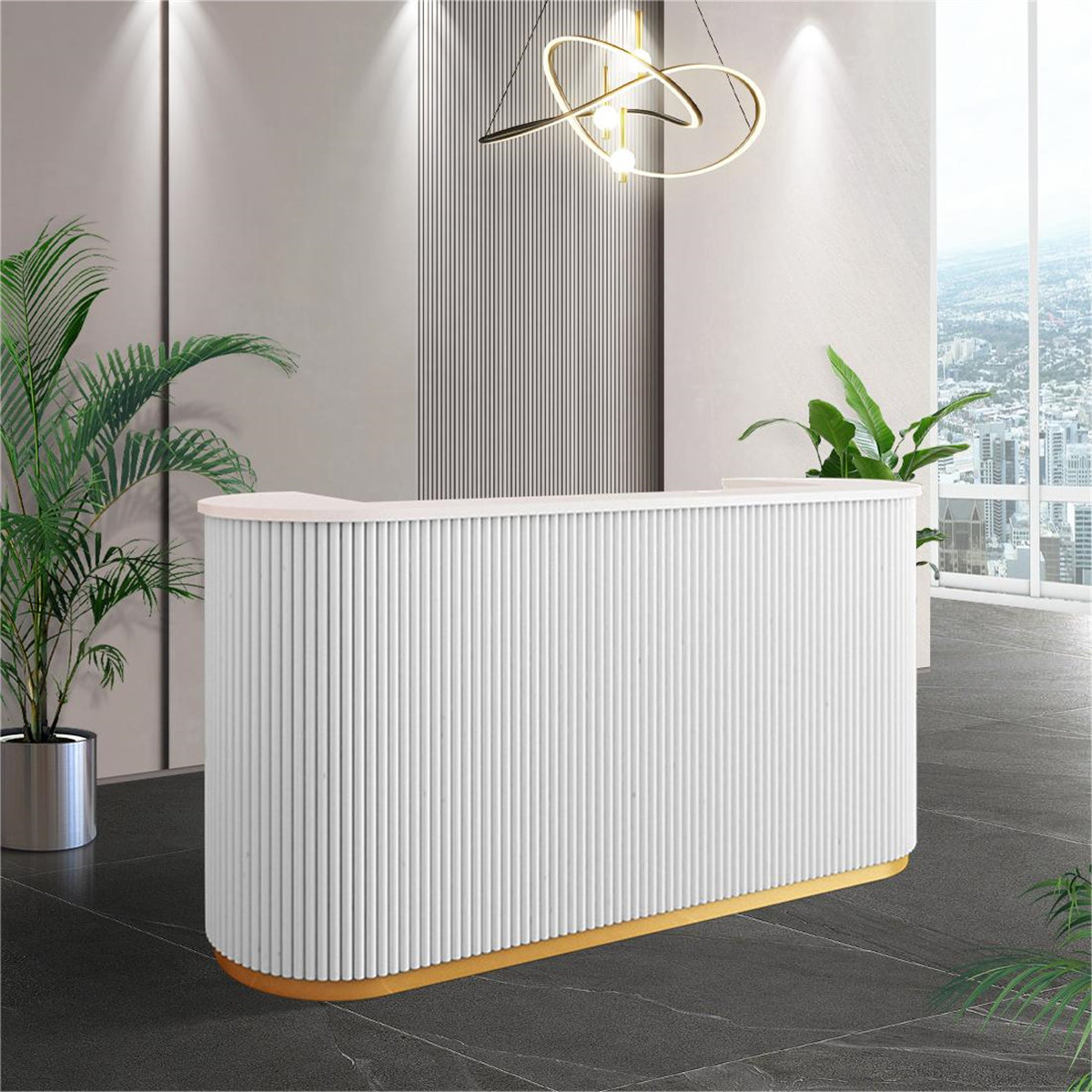 Mercer41 Topias Rectangle Laminate Reception Desk with Filing