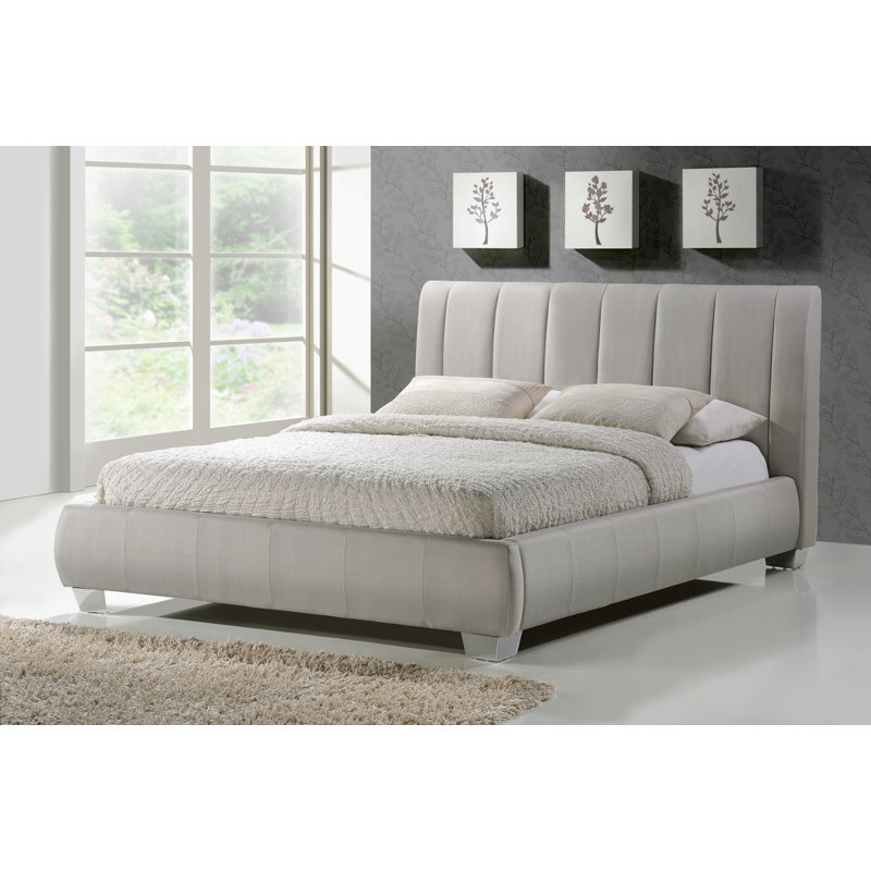 Cantos Upholstered Bed, Sand, Double (4'6)