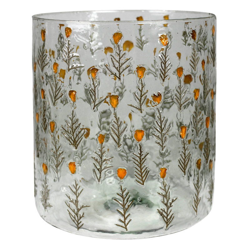 Tiny Flower Hurricane, Glass - Lrg, 8.5" H x 8" W x 8" D