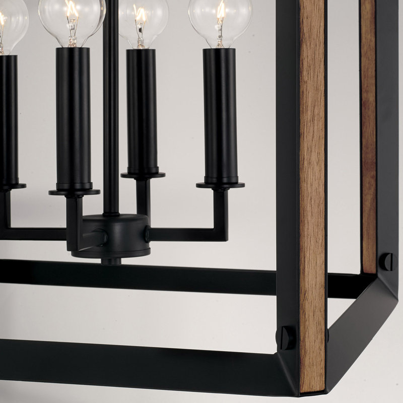 Hall moyen 4 lumières l 16 po x H 22 po en bois noir mat et brun mat