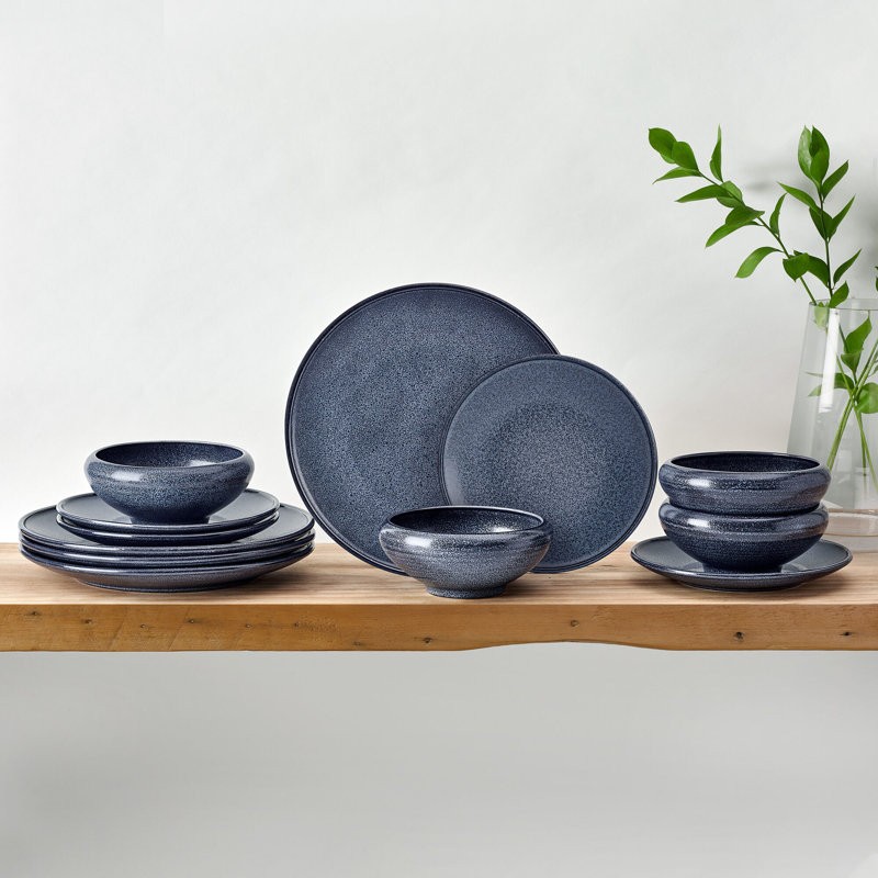 Mikasa Rylan Blue 12-Piece Stoneware Dinnerware Set
