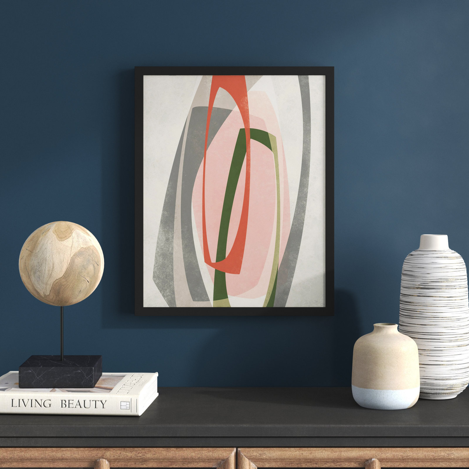 Orbit 6 Painting by Jacques Pilon, 20" H x 16" W, Black Framed