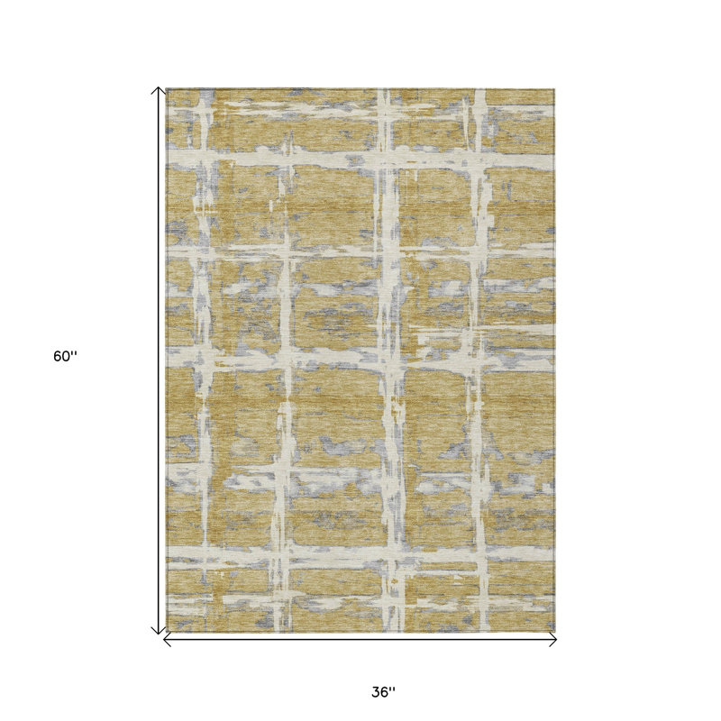 Tapis intérieur lavable rayé gris 3 pi x 5 pi