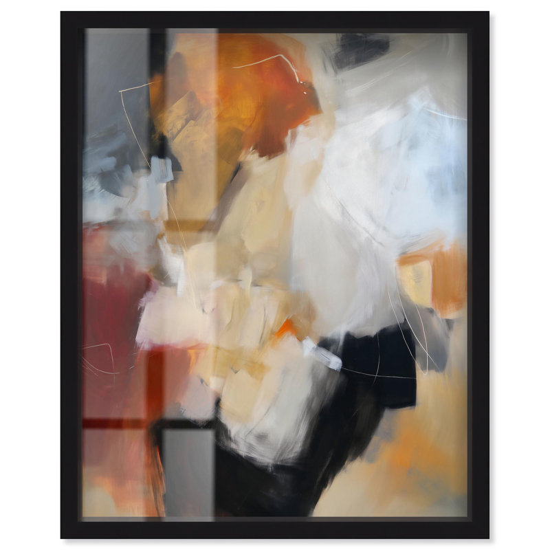 «Earth and Fire II Shadowbox Print Modern Abstracts» par Art Remedy, H 37 po x l 31 po, Black