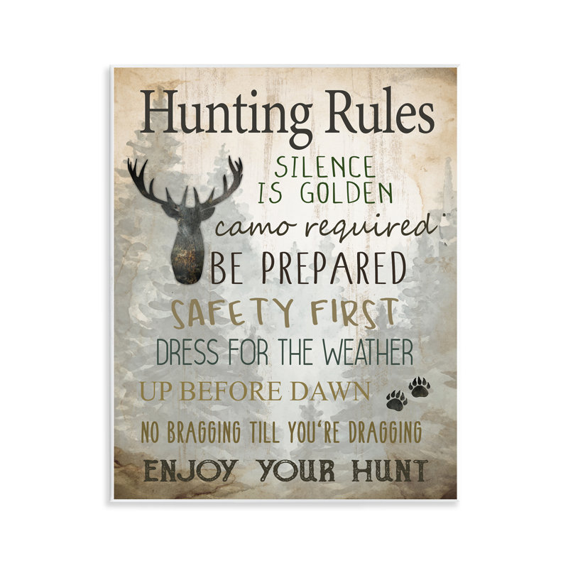 «Rustic Hunting Rules», art mural sur bois par Kim Allen