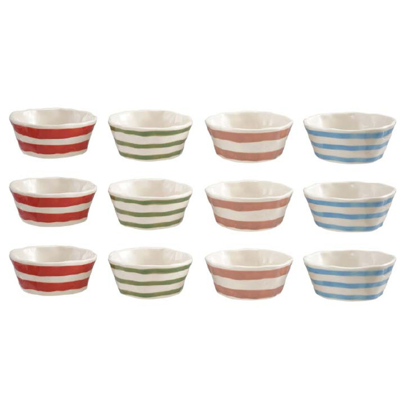 Hand-Painted Stoneware Striped Bowl