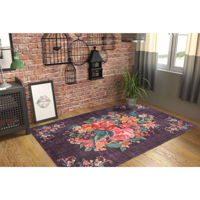 Luxurious Machine Washable Area Rug, 4.9 x 7.5 Feet, 100% Polyester, 1850 g/m², Pile Height: 0.2 inches | Eco-Friendly Recycled Poly Cotton Backing | Perfect for Living Room & Bedroom, Soft and Durable Design