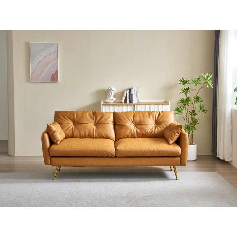 Kajuan 82'' Faux Leather Sofa, Modular Sectional Sofa Down Filled Sectional Sofa for Living Room