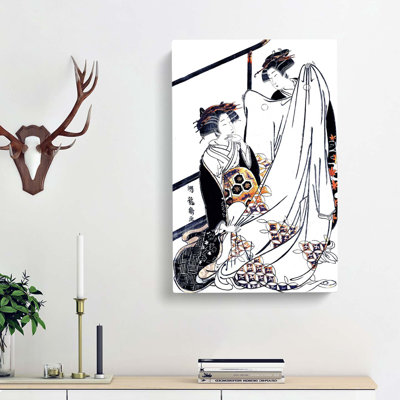 Admiring A Kimono - Wrapped Canvas Painting