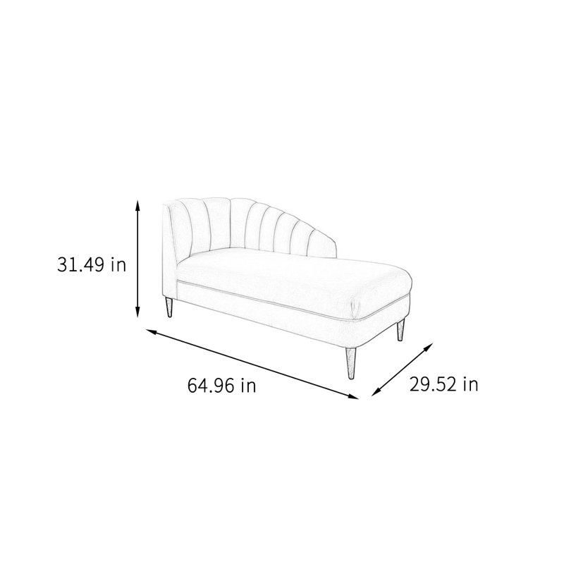 Chaise longue rembourrée Lezley, Accoudoir à gauche (vu de face)