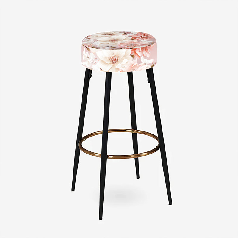 Ensemble de 2 tabourets de bar roses et blancs Blossoming Grace I - Floral