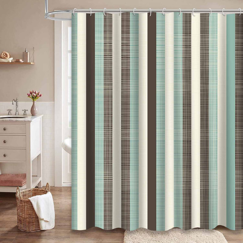 Rideau de douche rétro en tissu avec 12 crochets, L 72 po x l 72 po