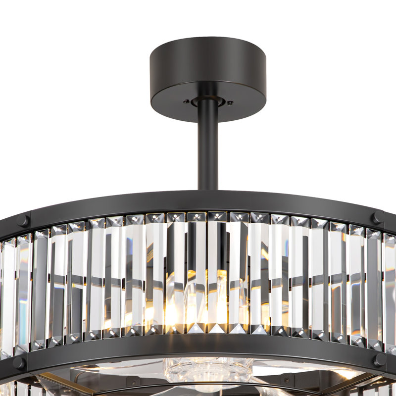 Ventilateur de plafond Heleena de 28 po à profil bas, avec cage, éclairage et télécommande, Black