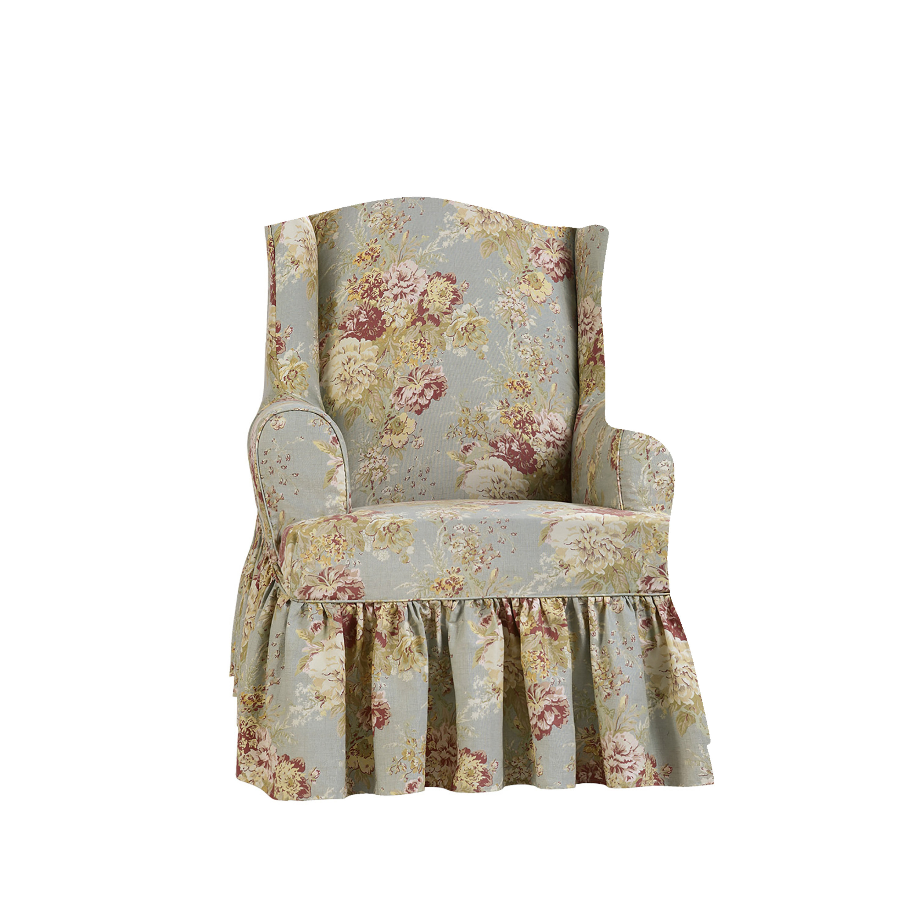 Waverly Ballad Bouquet Cotton Box Cushion Wingback Slipcover & Reviews