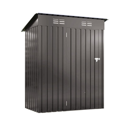Gray Metal Tool Shed, 5X3 Ft, Temporary Room, Pet House, Fading, Lockable Door Design Outdoor Storage Long - Term Storage, Ventilation At Bottom, Entry