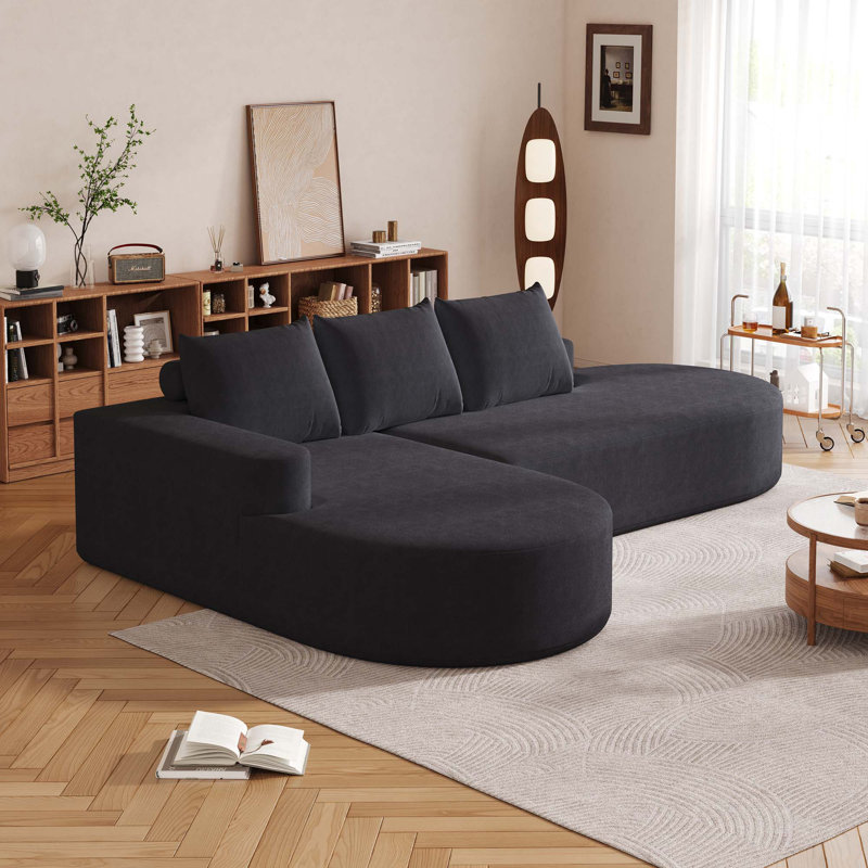 Modern Curved Sofa ,Chenille Upholstered Boneless Sectional Sofa Couch Set,Modular 108.5" L Shaped Sectional Living Room Sofa Set With 3 Pillows,Free Combination Sofa Couch For Living Room,Bedroom