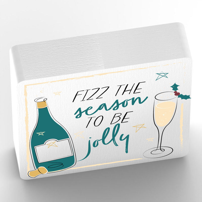 Alcohol Fizz the Season to Be Jolly Square Ceramic Block