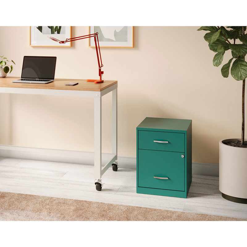 Eslow 14.25'' Wide Steel File Cabinet, Teal