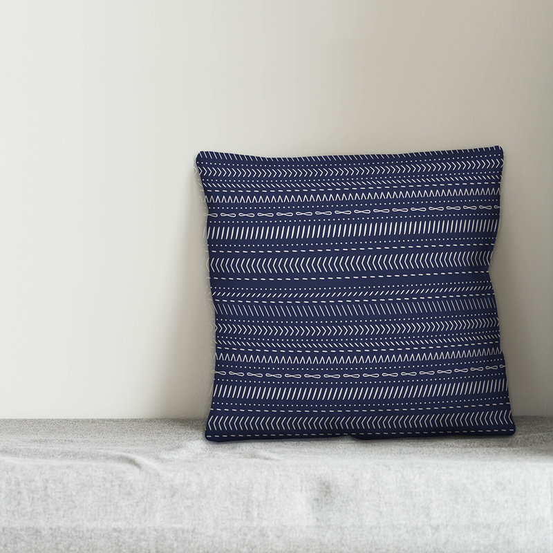 Chevron Throw Pillow, 16" x 16", Navy Geometric 2