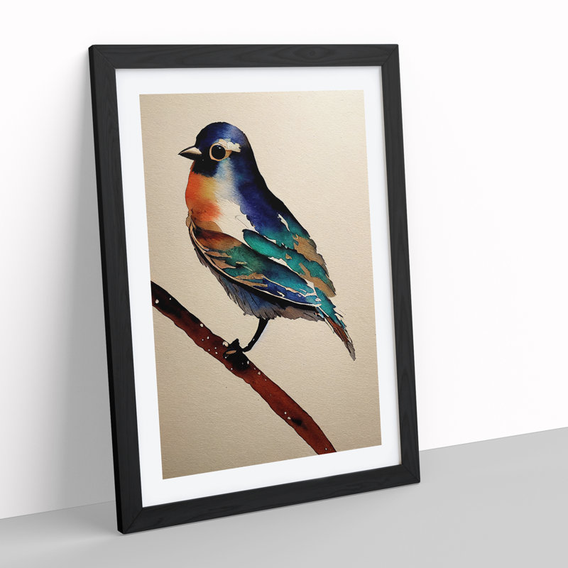 Bird In No.4 - Single Picture Frame Print, Black, 64cm H x 46cm W x 2cm D