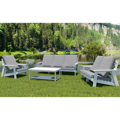 Hips With Cushion, All Weather Outdoor , White/grey, Wood Grain, & Stylish White Garden Low Maintenance Cushion