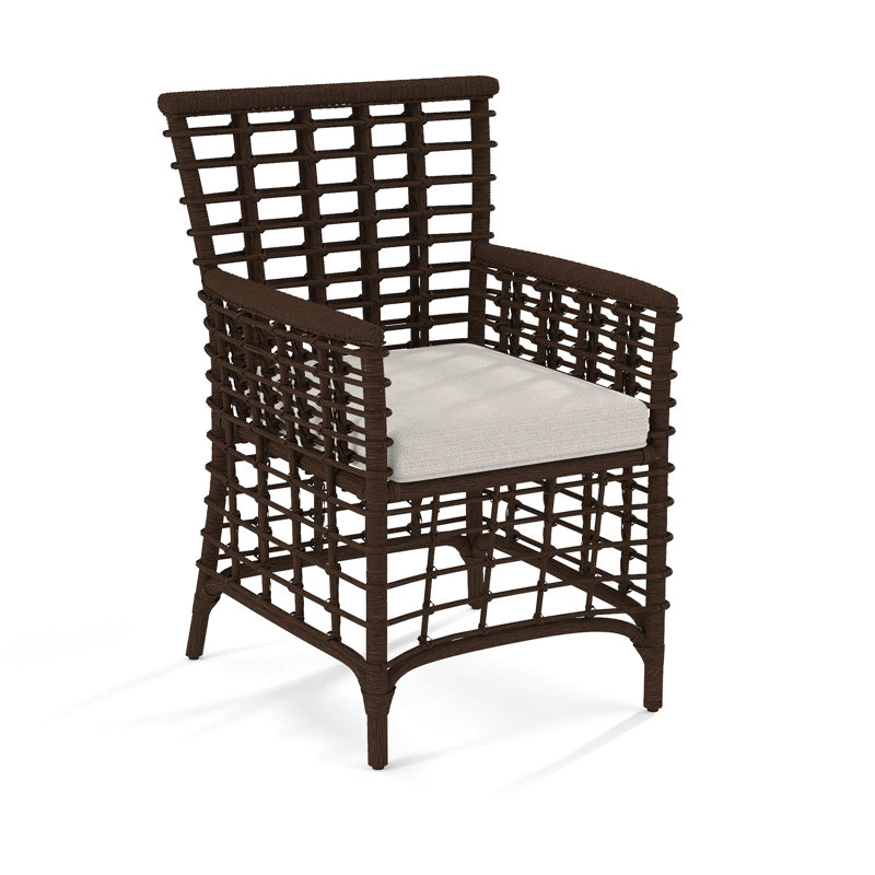 Luca Dining Armchair, White Textured Performance, Coffee
