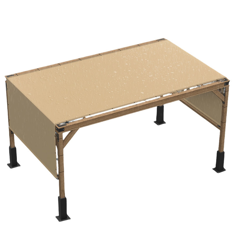 Royal Shade Waterproof Pergola Cover with Weight Rod, Beige, 0.1' H x 16' W x 0.8' D