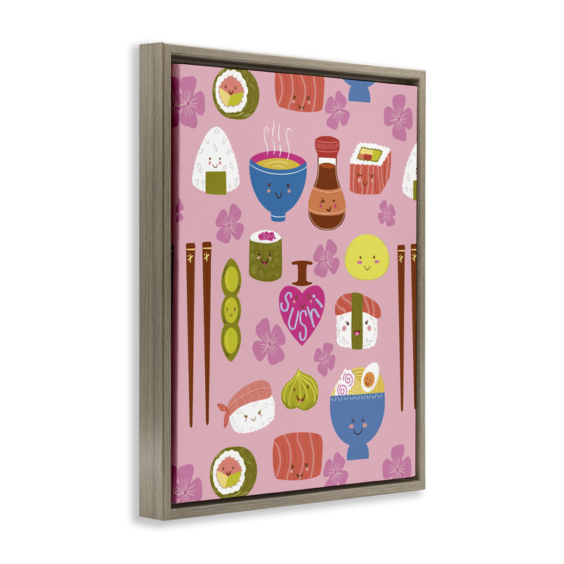 Art mural encadré Kawaii, Cadre flottant orme Montalcino, H 21 po x l 17 po