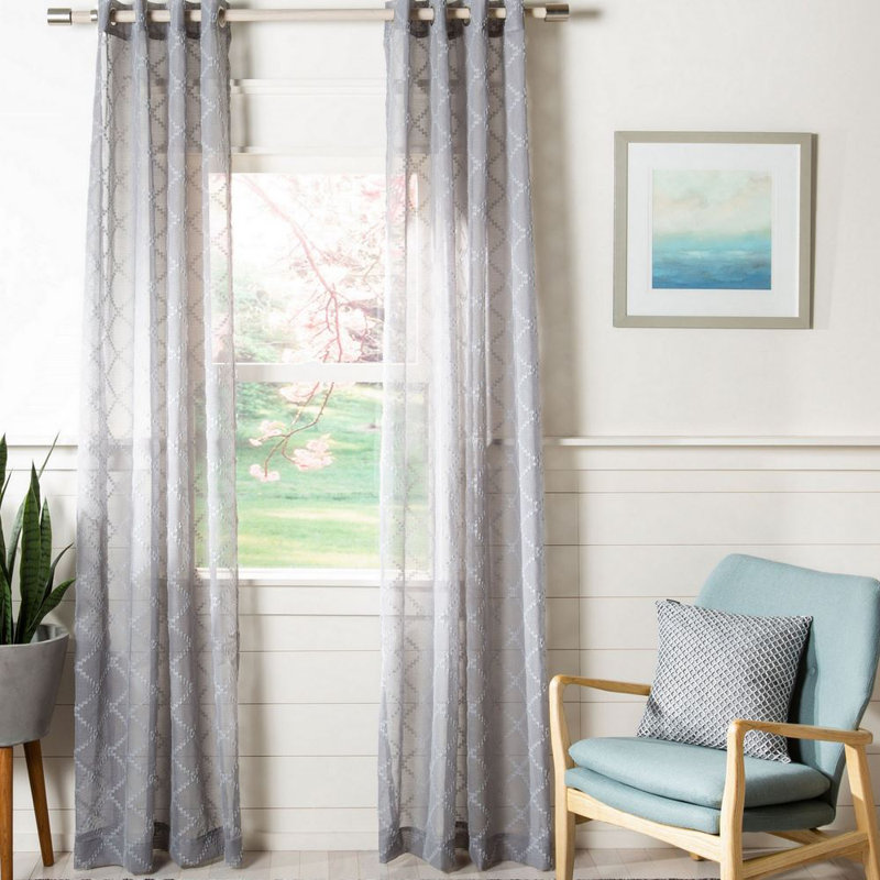 Kogan Semi Sheer Curtain Single Panel, 52" W x 84" L, Gray