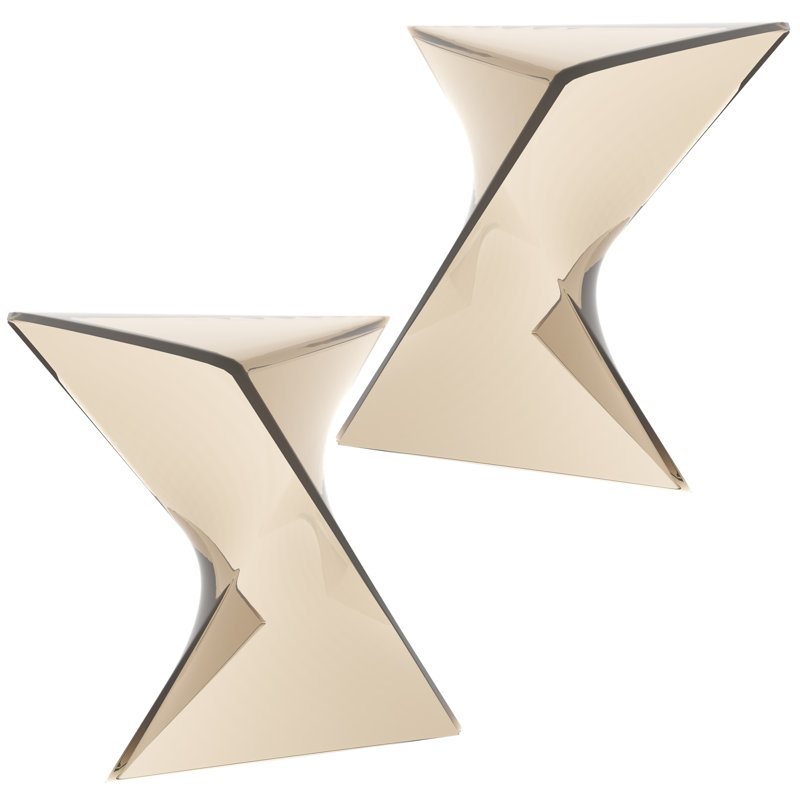Table d'appoint en plastique ABS Barthold, Transparent Amber, Set of 2
