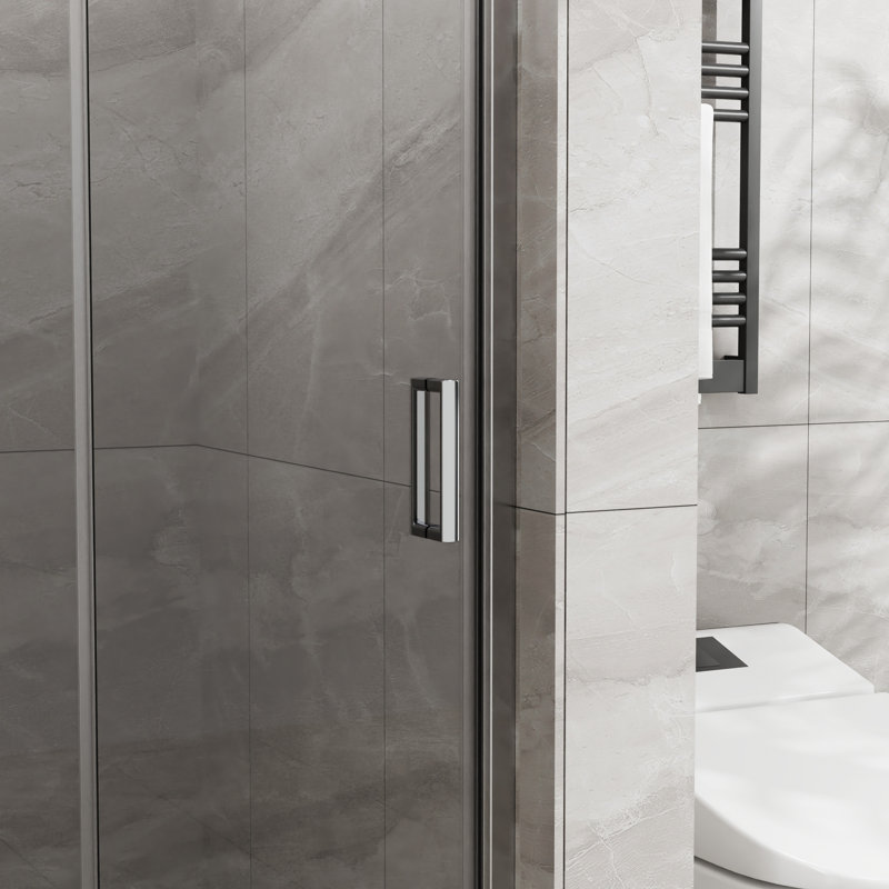 Porte de douche en verre trempé de 34 po x 72 po. Panneau pivotant pivotant. Pliable, espace. Rouille et corrosion Bandes de protection contre les fuites d'eau. Pivot 180 °, ouverture 90 °. Tracas - Installation élégante de 72 po. 1/4 po.