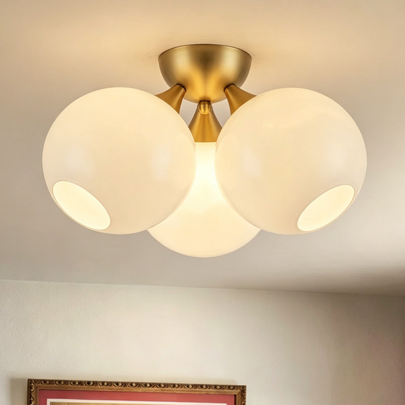 Plafonnier semi-encastré 3 lumières en verre