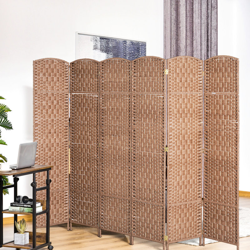 Paravent de 6 pi de hauteur - tressage naturel, 6 cloisons à la mode, rangement de rangement pratique, rangement élégant et orienté