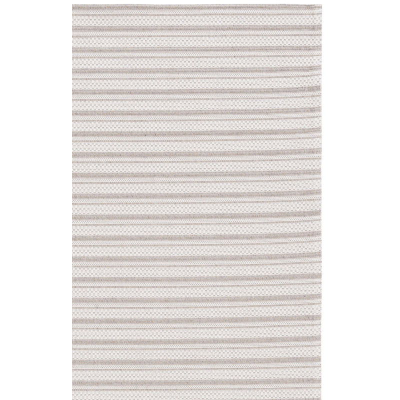 Tapis rayé en coton taupe / crème Martha Stewart, Rectangle 5 pi x 7 pi